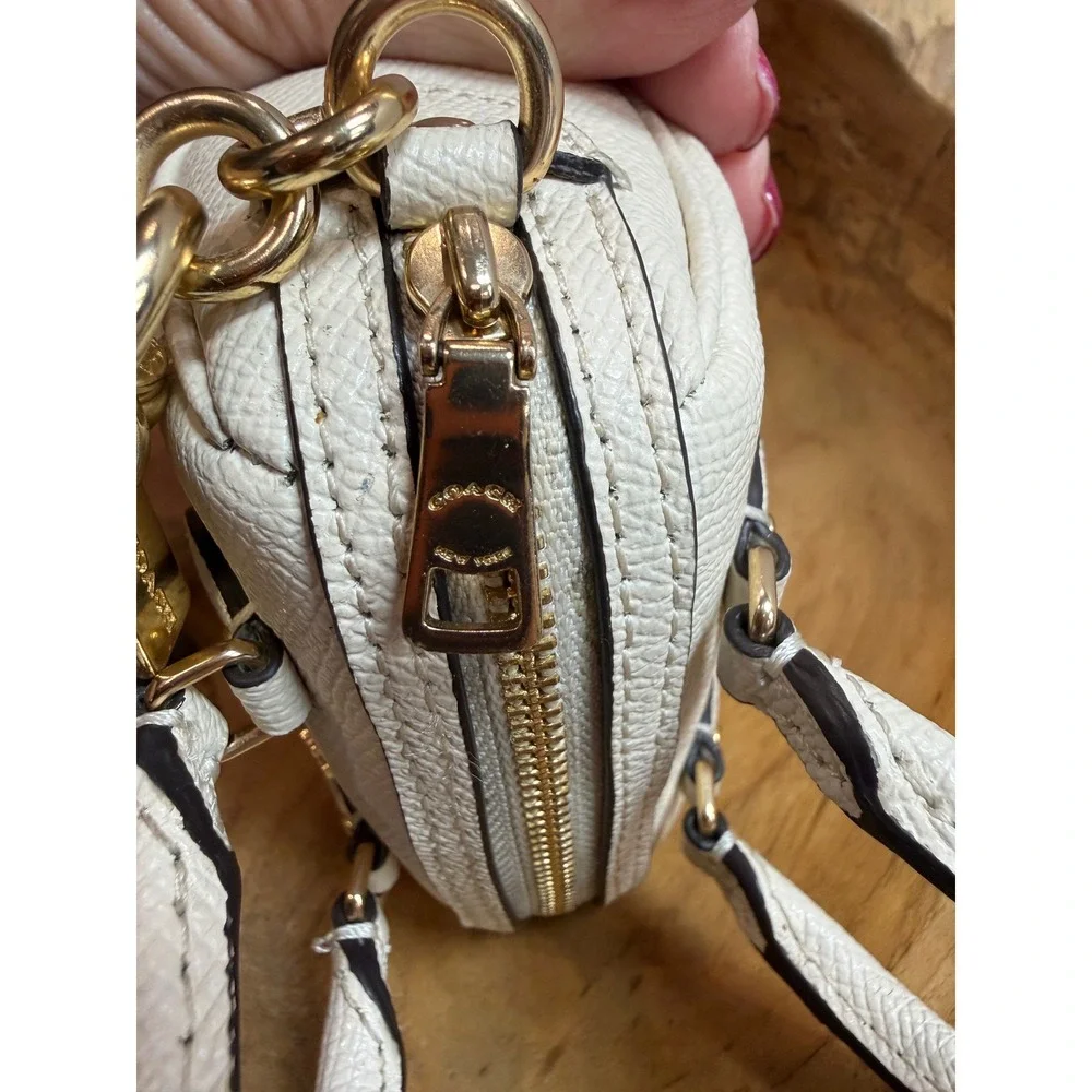 Coach Micro Rowan White Pebbled Leather Mini Satchel Bag Charm CU279 Gold